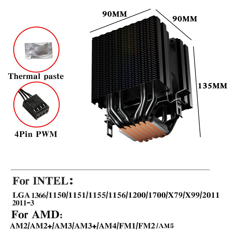 6 Heat Pipes CPU Air Cooler 4  - đánh giá và giá Cpu Heatsink