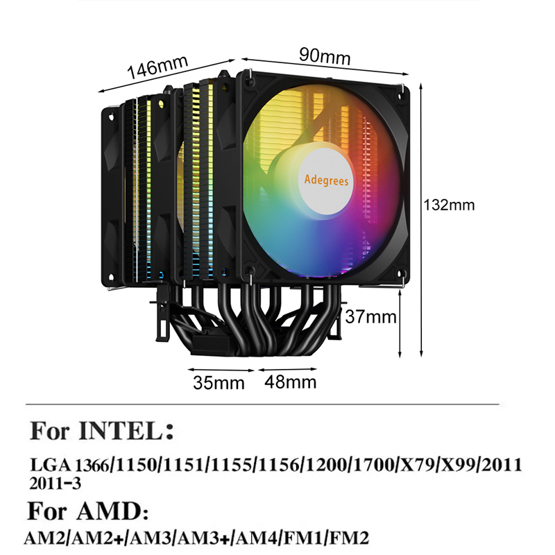 RGB CPU Cooler AM4 6 Heat Pipe - đánh giá và giá Cpu Heatsink